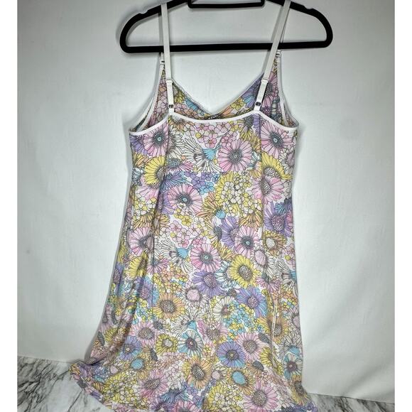 Gap Maternity Modal Floral Nursing PJ Dress Size XL Stretch Snaps Lace Shelf Bra - Picture 9 of 9